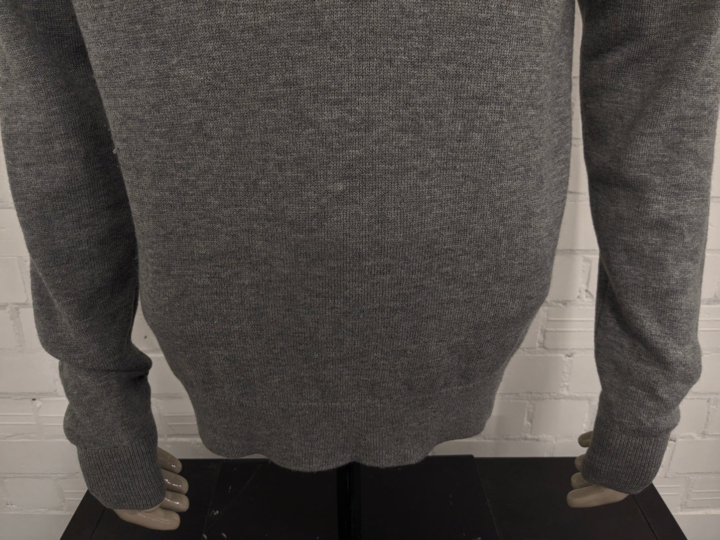 Maglione Tommy Hilfiger 100% lana d'agnello con cerniera. Grigio misto. Taglia XL.