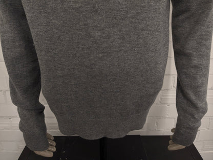 Maglione Tommy Hilfiger 100% lana d'agnello con cerniera. Grigio misto. Taglia XL.