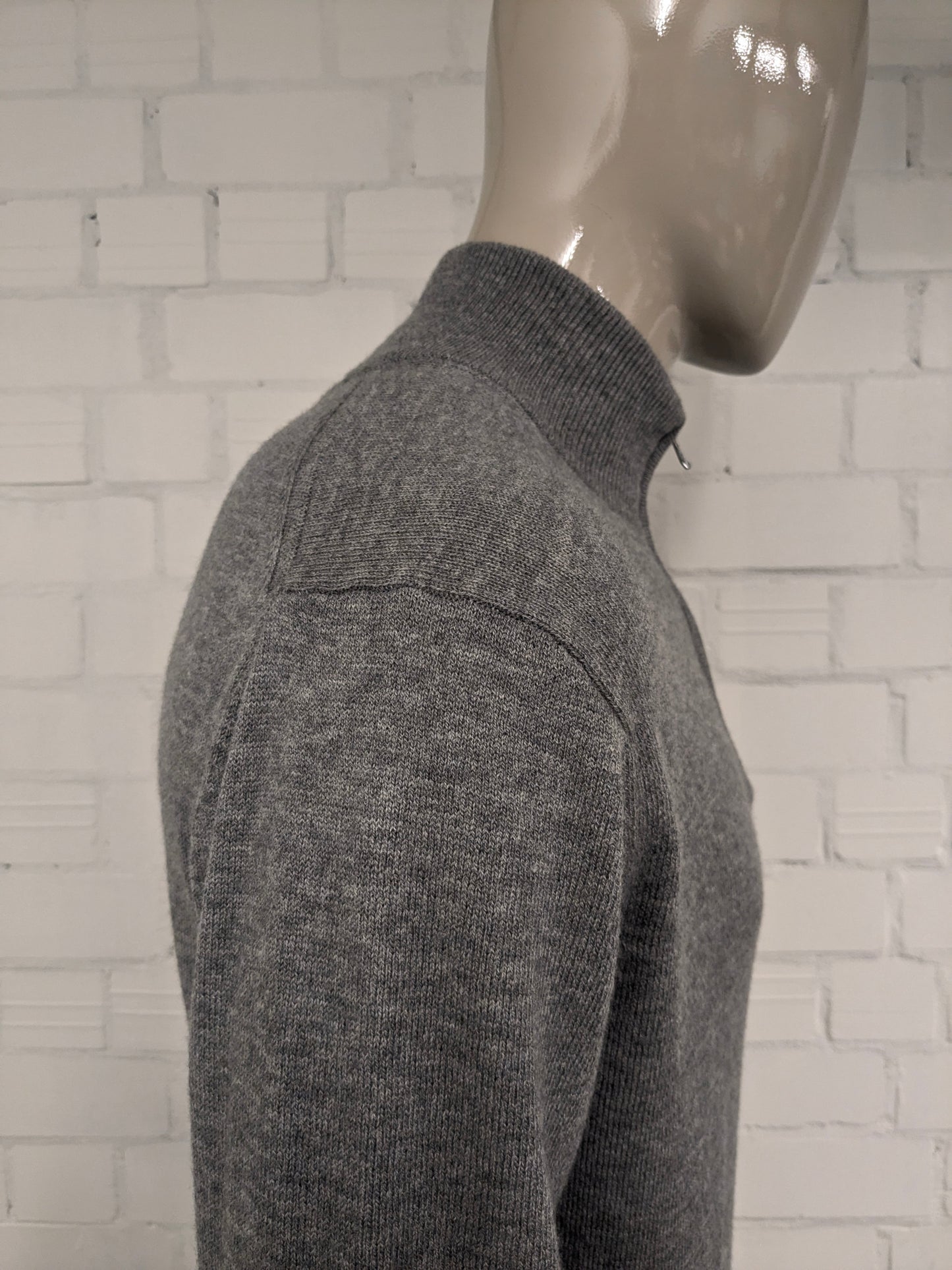 Maglione Tommy Hilfiger 100% lana d'agnello con cerniera. Grigio misto. Taglia XL.