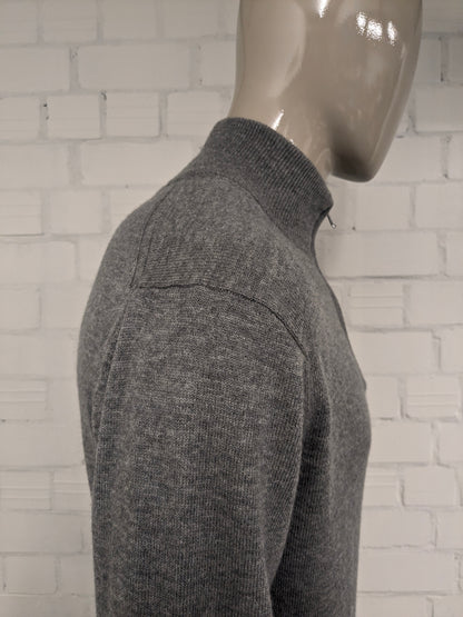 Maglione Tommy Hilfiger 100% lana d'agnello con cerniera. Grigio misto. Taglia XL.