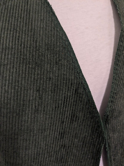 Vintage rib gilet zonder sluiting. Donker Groen gekleurd. Maat M / L.