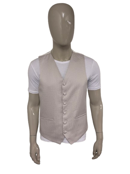 Wilvorst gilet. Donker Rood Beige motief. Maat L.