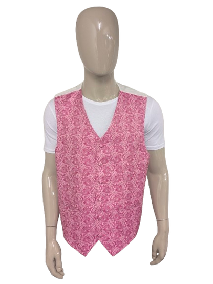 Vintage gilet. Donker en Licht Roze paisley motief. Maat 2XL / XXL.