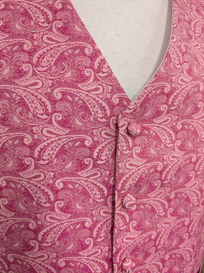 Vintage gilet. Donker en Licht Roze paisley motief. Maat 2XL / XXL.