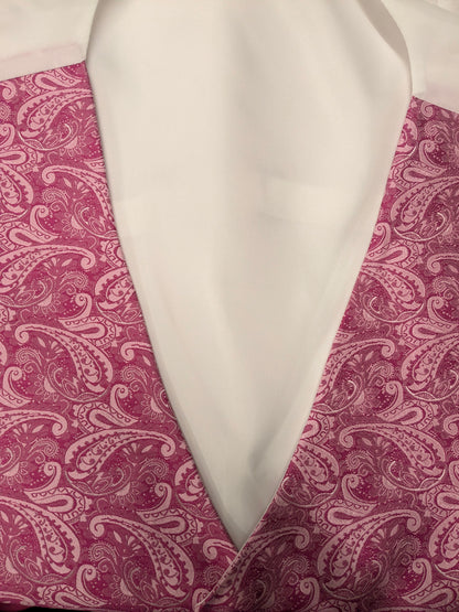 Vintage gilet. Donker en Licht Roze paisley motief. Maat 2XL / XXL.