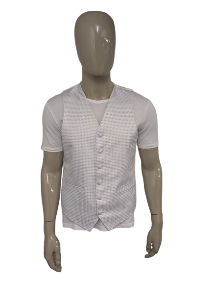 Wilvorst gilet. Blauw Wit motief. Maat L.