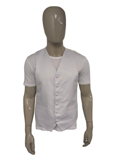 Wilvorst gilet. Blauw Wit motief. Maat L.