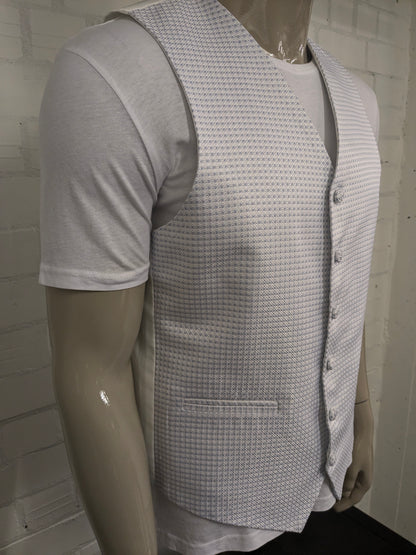 Wilvorst gilet. Blauw Wit motief. Maat L.