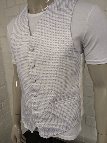 Wilvorst gilet. Blauw Wit motief. Maat L.