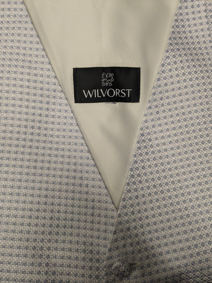 Wilvorst gilet. Blauw Wit motief. Maat L.