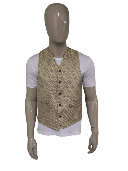 Vintage Masterhand gilet. Geel Groen bloemen motief met mooie knopen. Maat M.