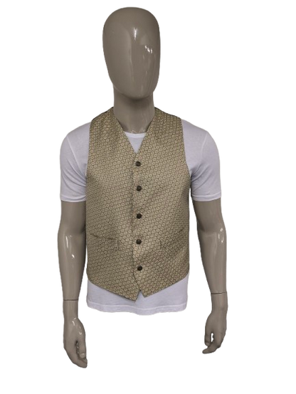 Vintage Masterhand gilet. Geel Groen bloemen motief met mooie knopen. Maat M.