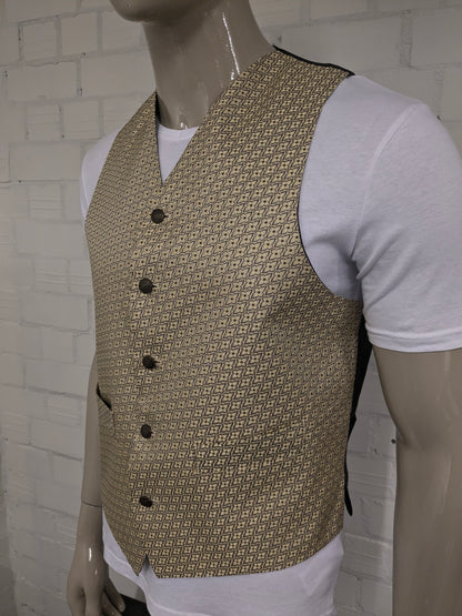 Vintage Masterhand gilet. Geel Groen bloemen motief met mooie knopen. Maat M.