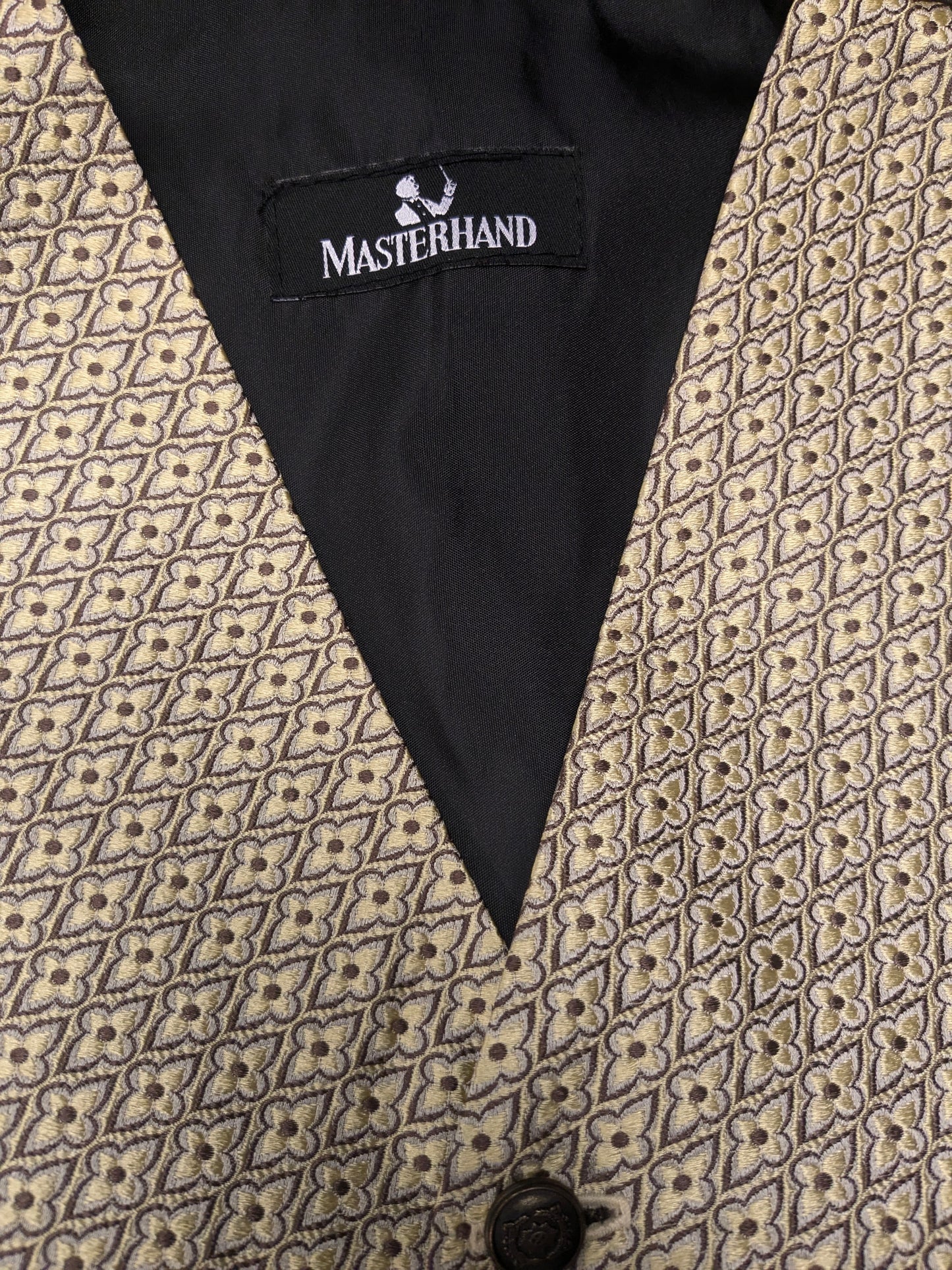 Vintage Masterhand gilet. Geel Groen bloemen motief met mooie knopen. Maat M.