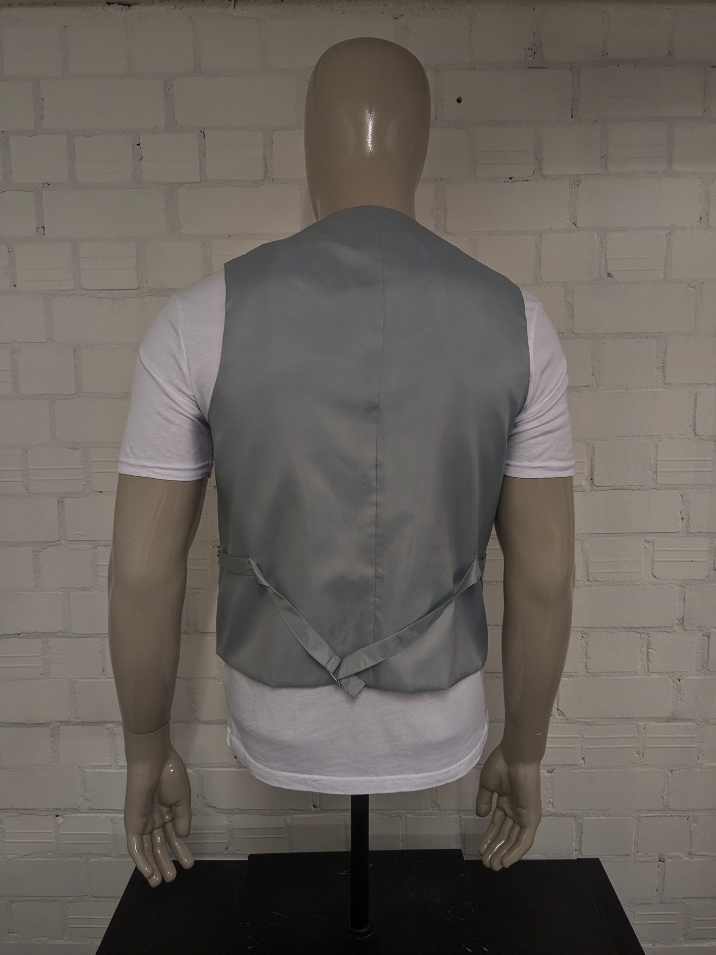 Heirloom gilet. Wit Grijs golvende strepen motief. Maat M.