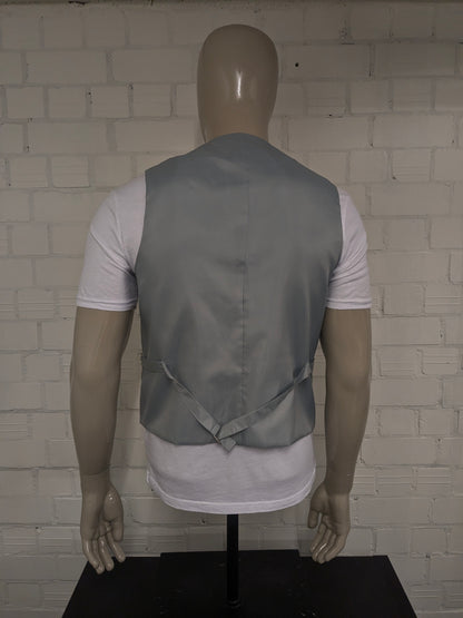 Heirloom gilet. Wit Grijs golvende strepen motief. Maat M.