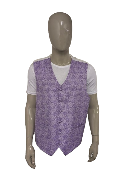 Vintage gilet. Licht en Donker Paarse paisley motief. Maat 3XL / XXXL.