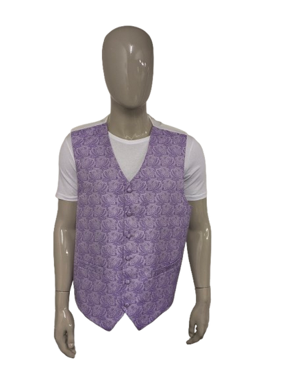 Vintage gilet. Licht en Donker Paarse paisley motief. Maat 3XL / XXXL.