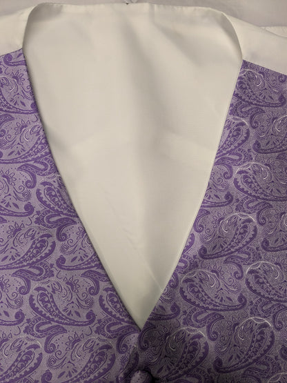 Vintage gilet. Licht en Donker Paarse paisley motief. Maat 3XL / XXXL.