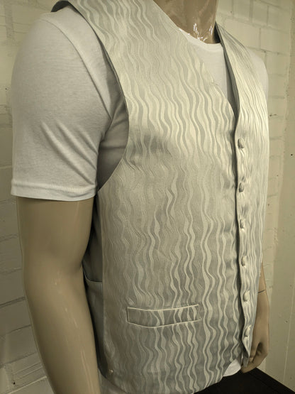 Heirloom gilet. Wit Grijs golvend strepen motief. Maat L.