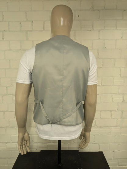 Heirloom gilet. Wit Grijs golvend strepen motief. Maat L.