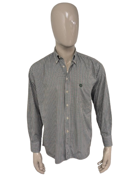Vintage Rainbox-Shirt. Grün Rot Beige kariert. Größe XL.