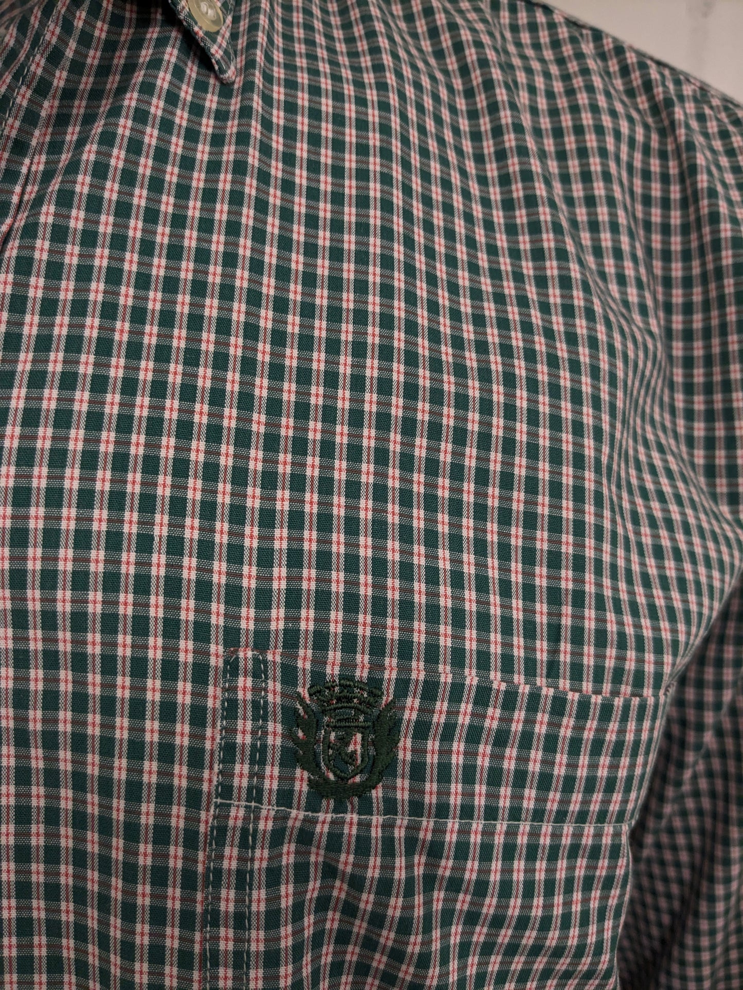 Vintage Rainbox overhemd. Groen Rood Beige geruit. Maat XL.