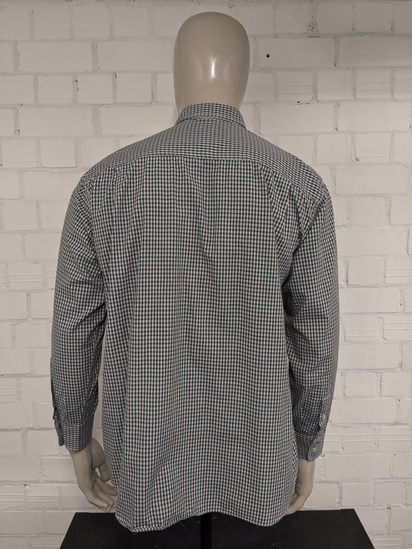 Vintage Rainbox overhemd. Groen Rood Beige geruit. Maat XL.