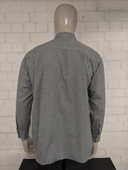 Vintage Rainbox overhemd. Groen Rood Beige geruit. Maat XL.