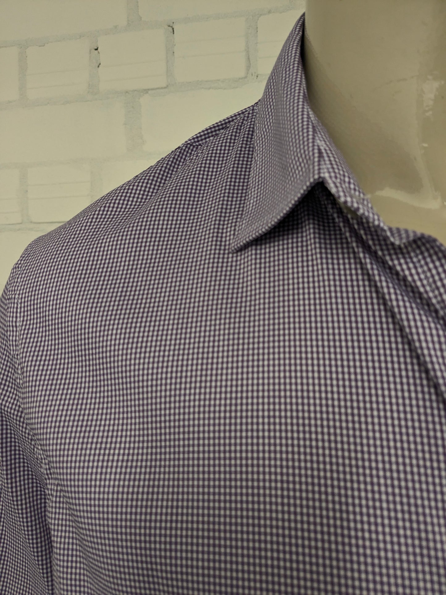 Cast Iron overhemd. Paars Witte print. Maat 2XL / XXL. stretch.