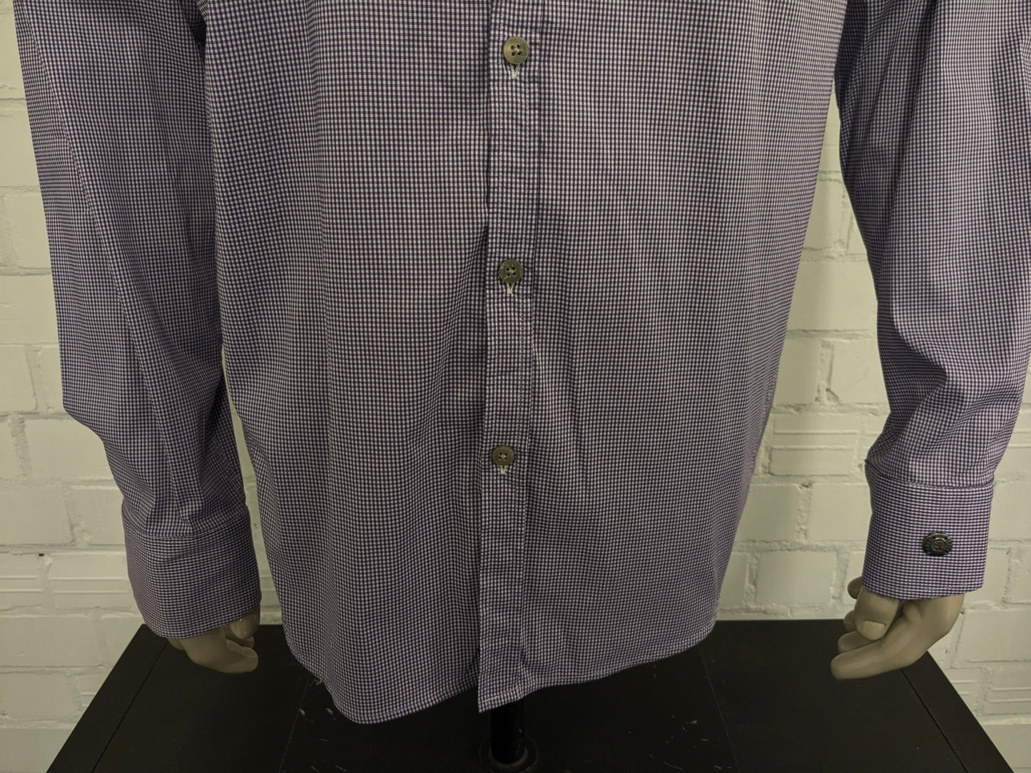 Cast Iron overhemd. Paars Witte print. Maat 2XL / XXL. stretch.