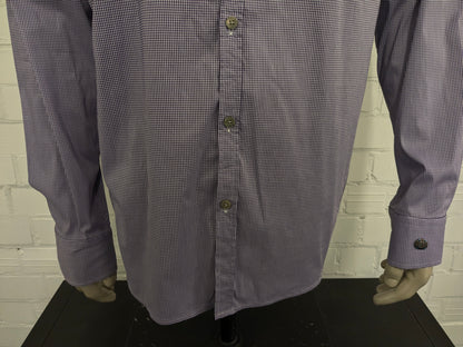 Cast Iron overhemd. Paars Witte print. Maat 2XL / XXL. stretch.