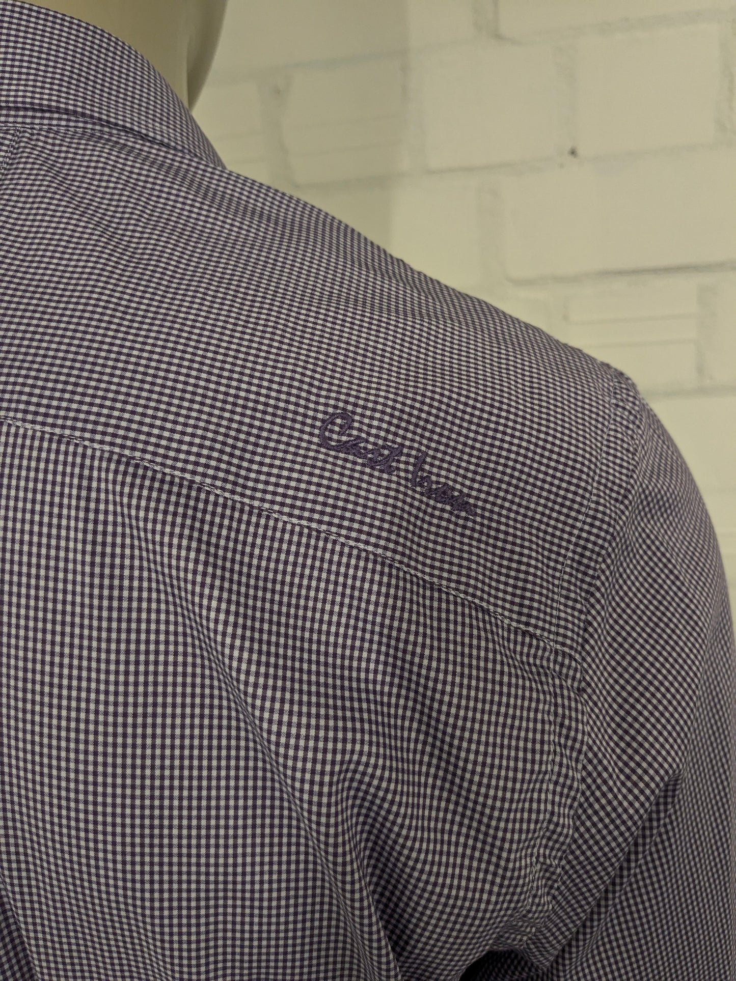 Cast Iron overhemd. Paars Witte print. Maat 2XL / XXL. stretch.