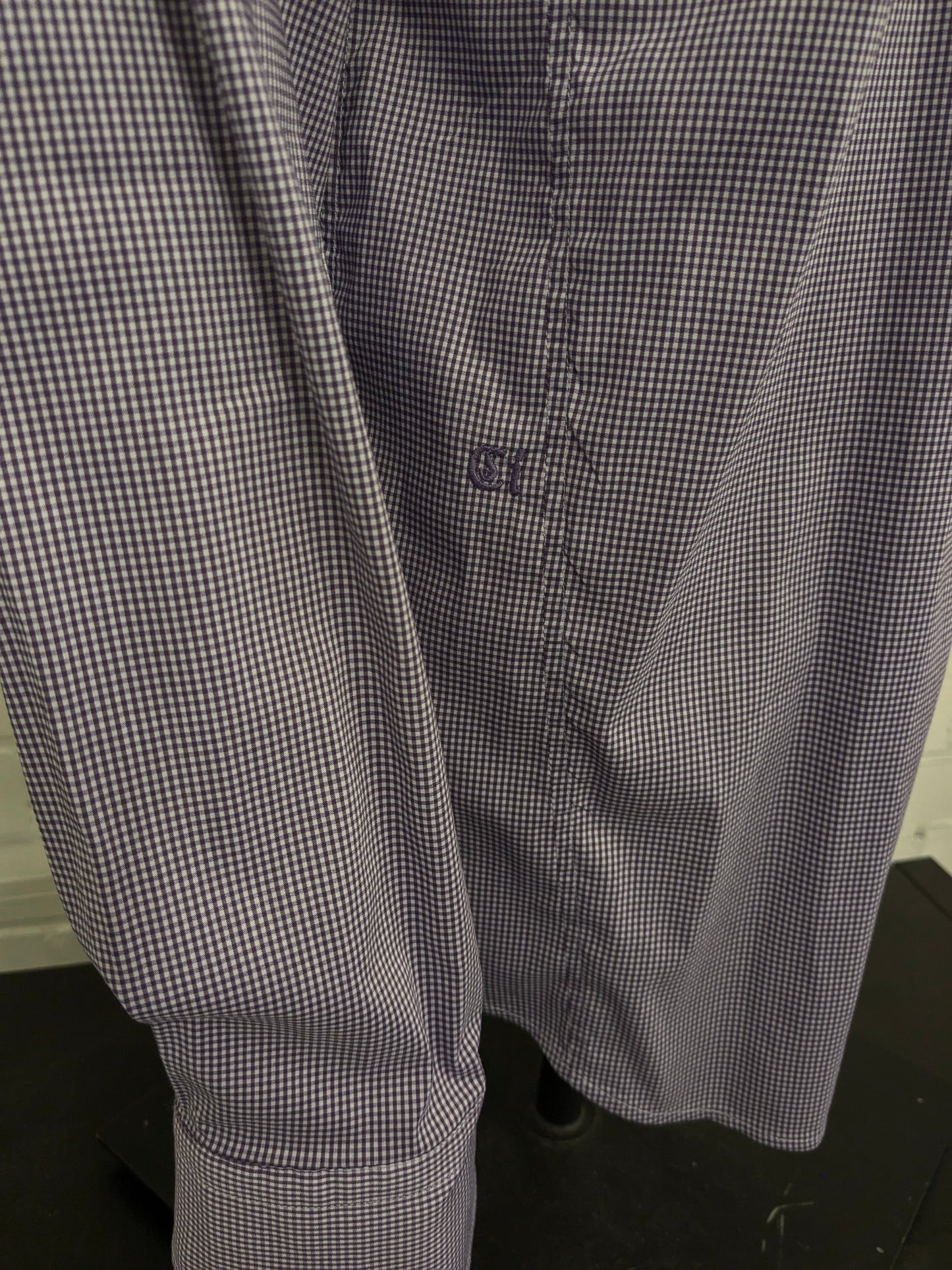 Cast Iron overhemd. Paars Witte print. Maat 2XL / XXL. stretch.