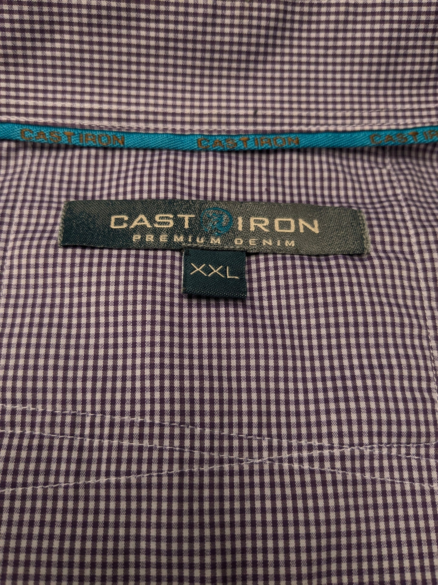 Cast Iron overhemd. Paars Witte print. Maat 2XL / XXL. stretch.