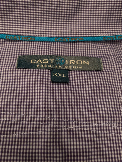 Cast Iron overhemd. Paars Witte print. Maat 2XL / XXL. stretch.