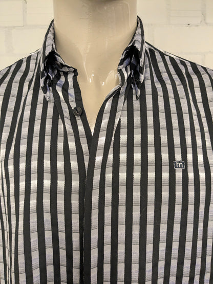 Camicia Memo vintage. Stampa grigio nero. Taglia XL.