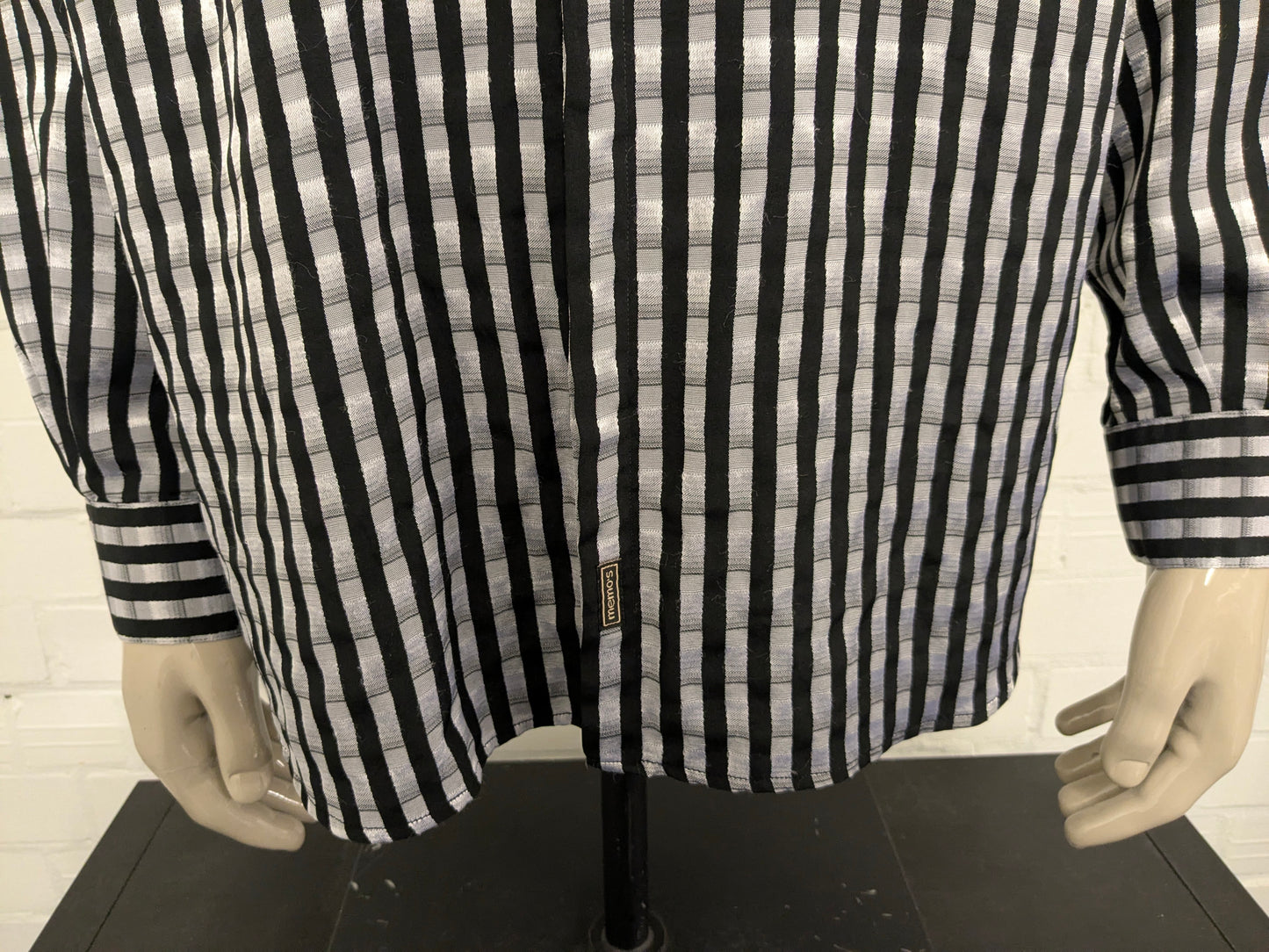 Camicia Memo vintage. Stampa grigio nero. Taglia XL.