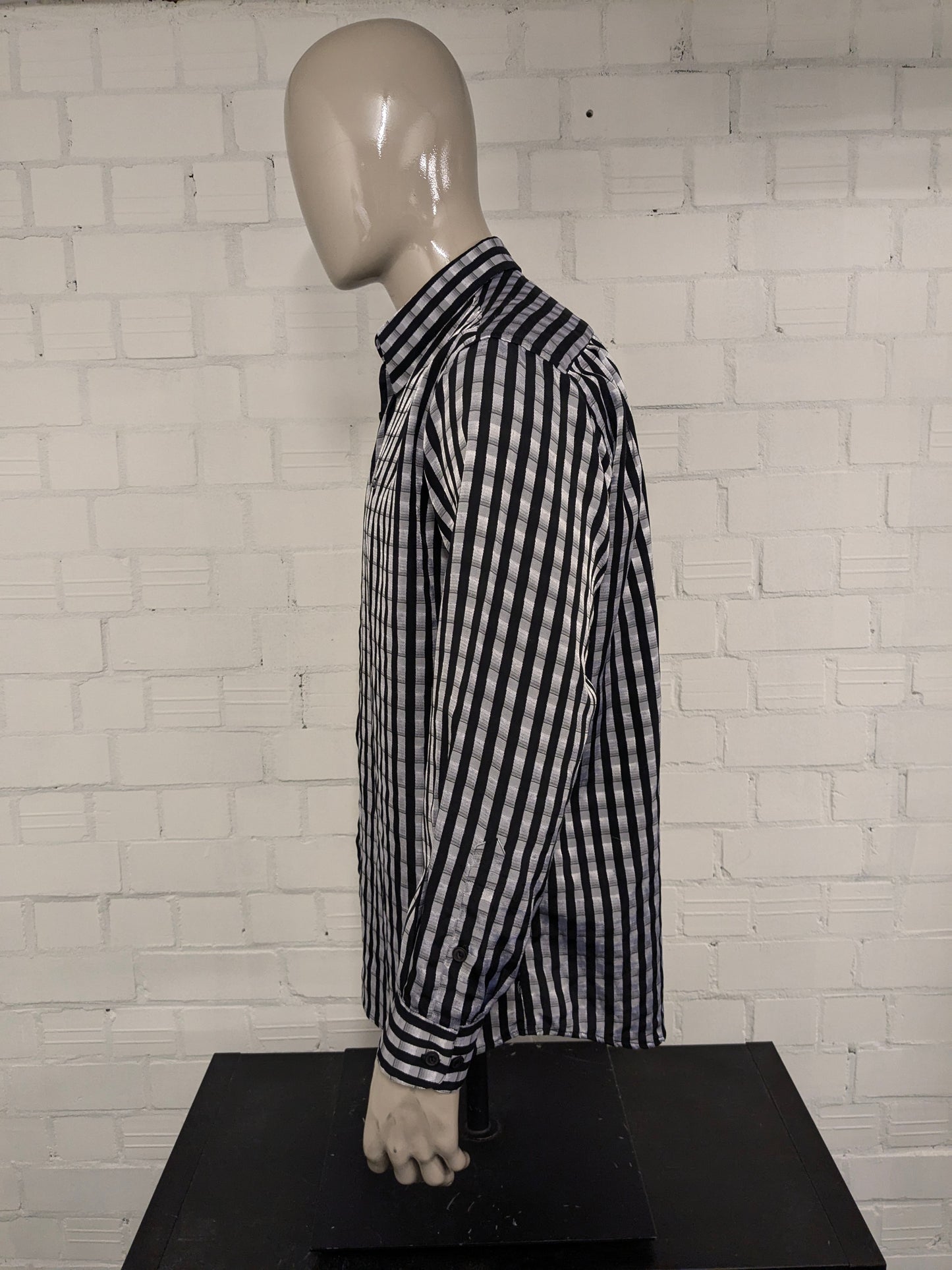 Camicia Memo vintage. Stampa grigio nero. Taglia XL.