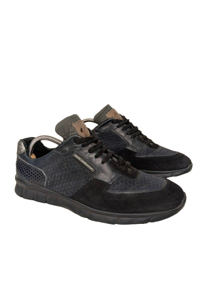 Sneaker Floris van Bommel in pelle. Colore blu scuro. Taglia 8,5/42,5