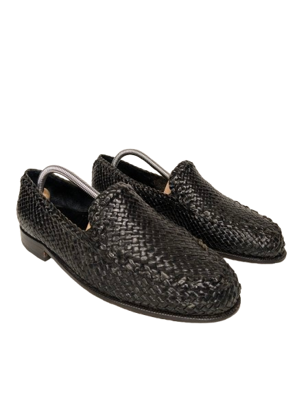 Fratelli Vanni Leather woven moccasins. Dark Brown colored. Size 42.