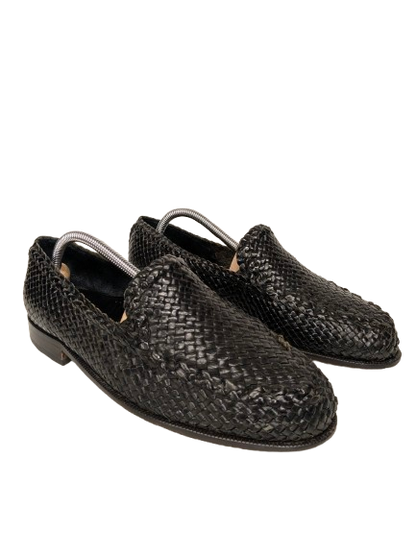 Fratelli Vanni Leather woven moccasins. Dark Brown colored. Size 42.