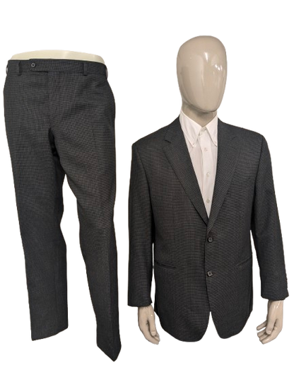 Abito Scabal in lana realizzato su misura. Motivo grigio nero. Taglia 56/XL.