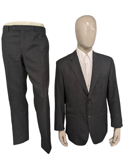 Scabal Wollen kostuum op maat. Grijs Zwart motief. Maat 56 / XL.