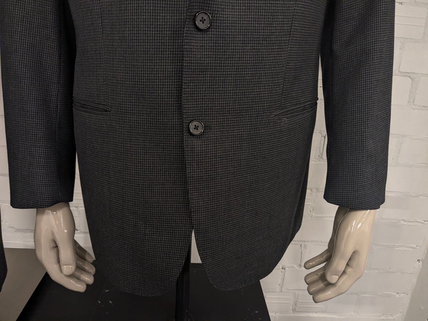 Abito Scabal in lana realizzato su misura. Motivo grigio nero. Taglia 56/XL.