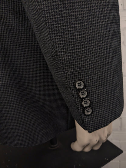 Abito Scabal in lana realizzato su misura. Motivo grigio nero. Taglia 56/XL.