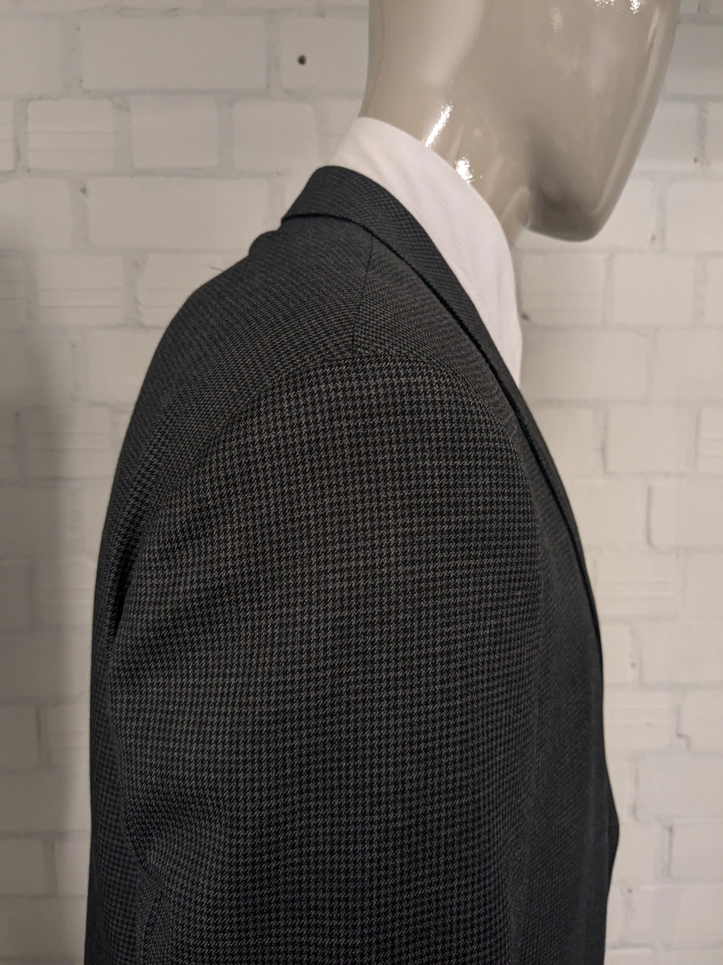 Abito Scabal in lana realizzato su misura. Motivo grigio nero. Taglia 56/XL.