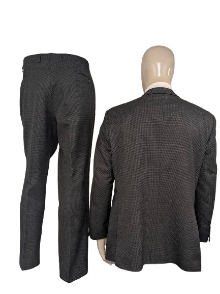 Abito Scabal in lana realizzato su misura. Motivo grigio nero. Taglia 56/XL.