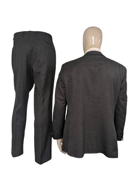 Abito Scabal in lana realizzato su misura. Motivo grigio nero. Taglia 56/XL.