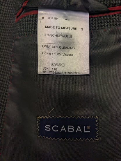 Abito Scabal in lana realizzato su misura. Motivo grigio nero. Taglia 56/XL.